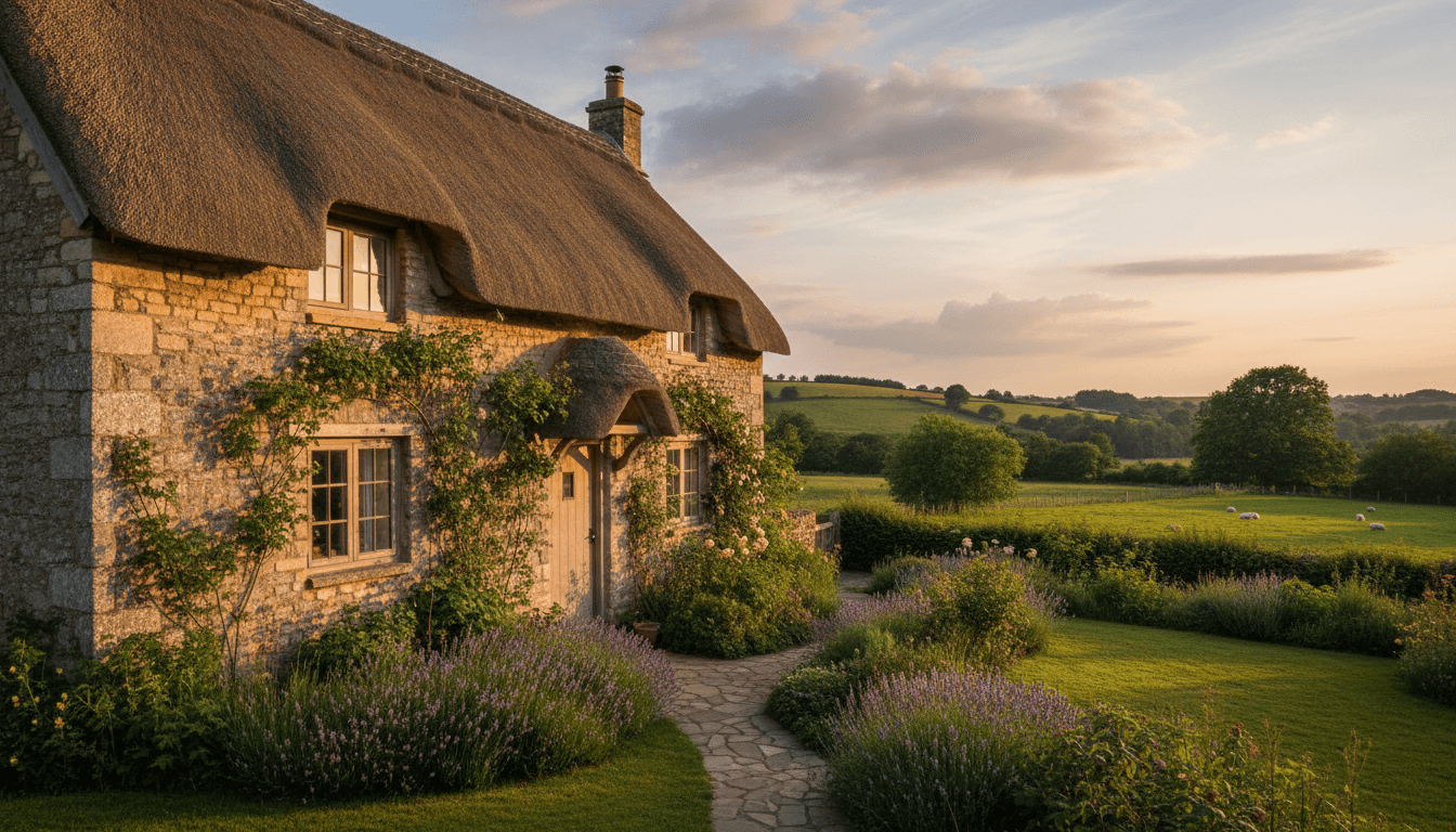 Stone holiday cottage in the UK countryside