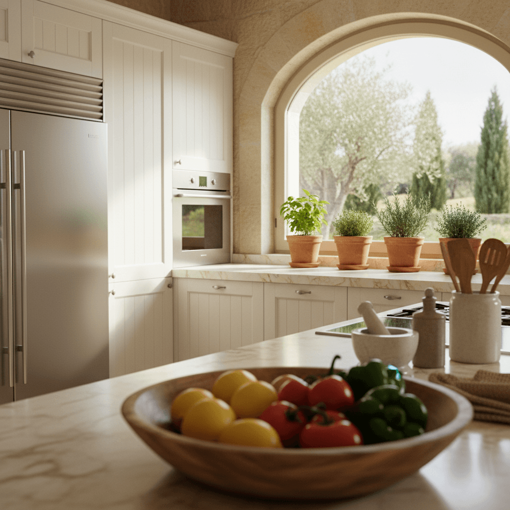 Modern kitchen with all appliances in a furnished flat