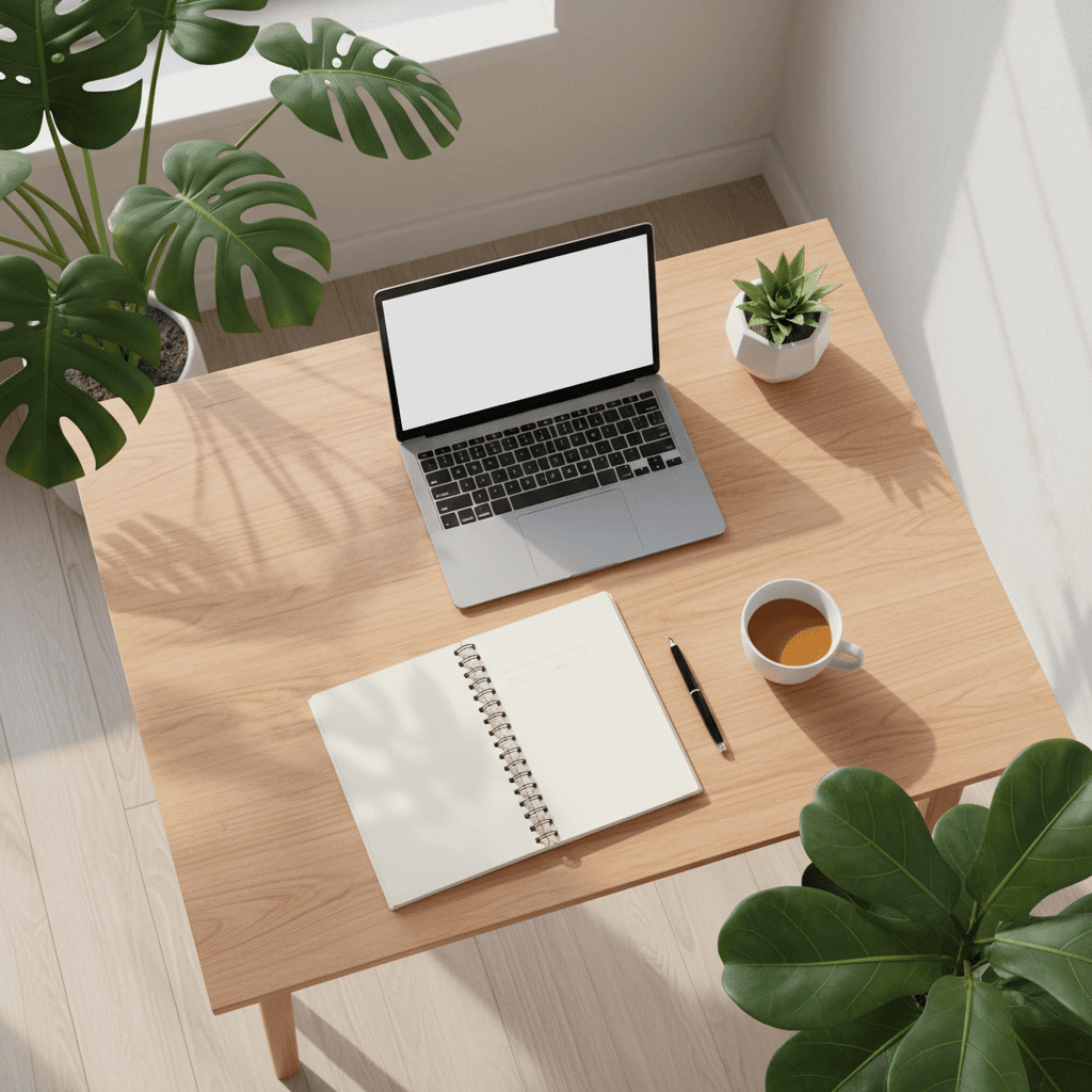 Home office corner in a rental property